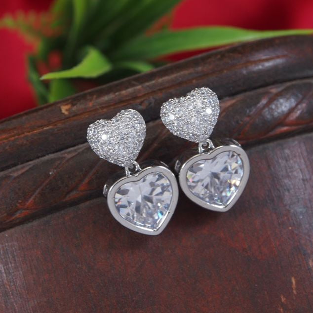 Heart Shape Colourful Cubic Zirconia Korean Earring