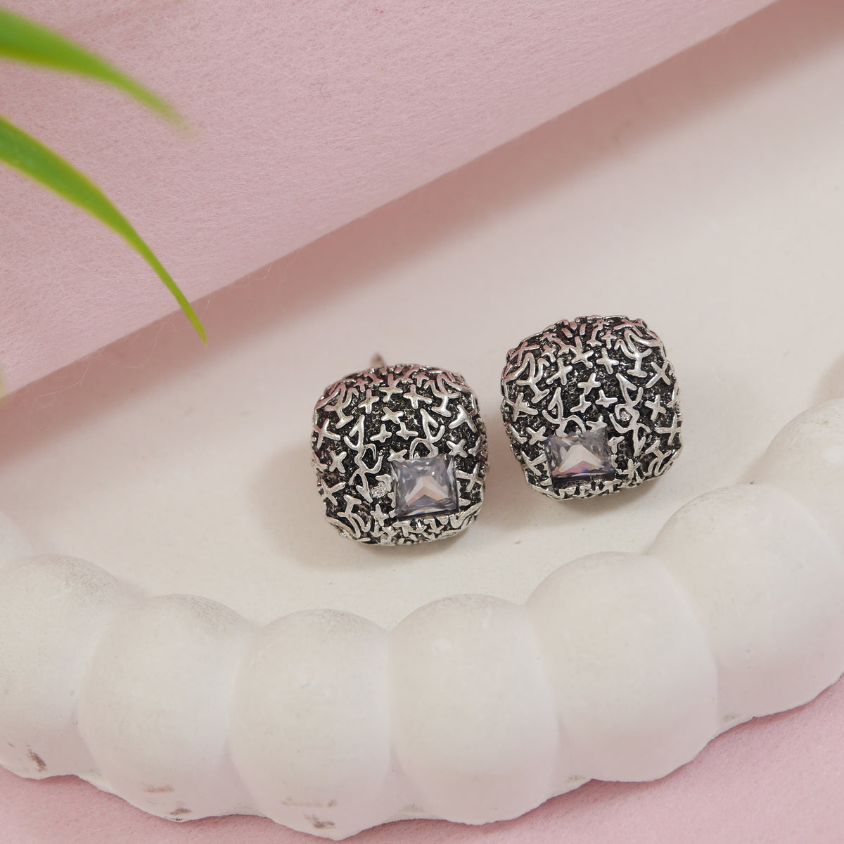 Korean Gold/ Silver Plated Square Shaped Stud Earrings