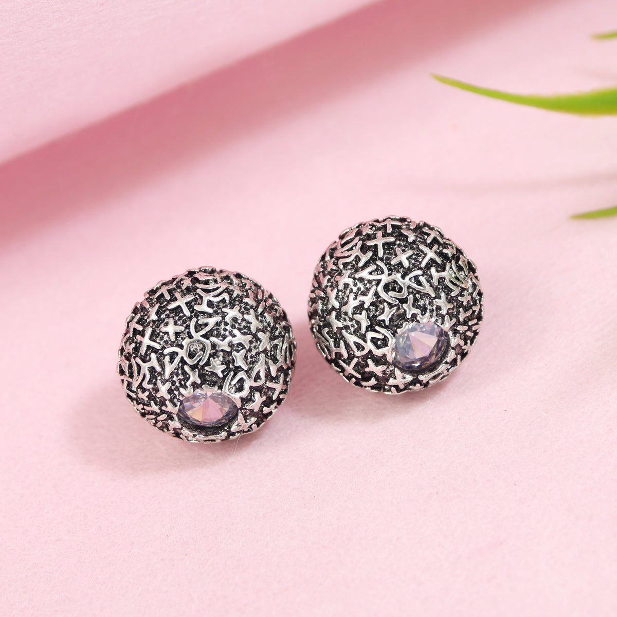 Korean Gold/ Silver Plated Round Shaped Stud Earrings