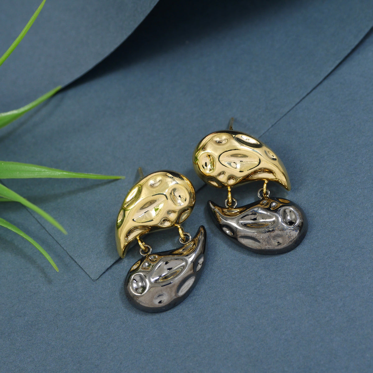 Korean Dual Tone Drop Earring