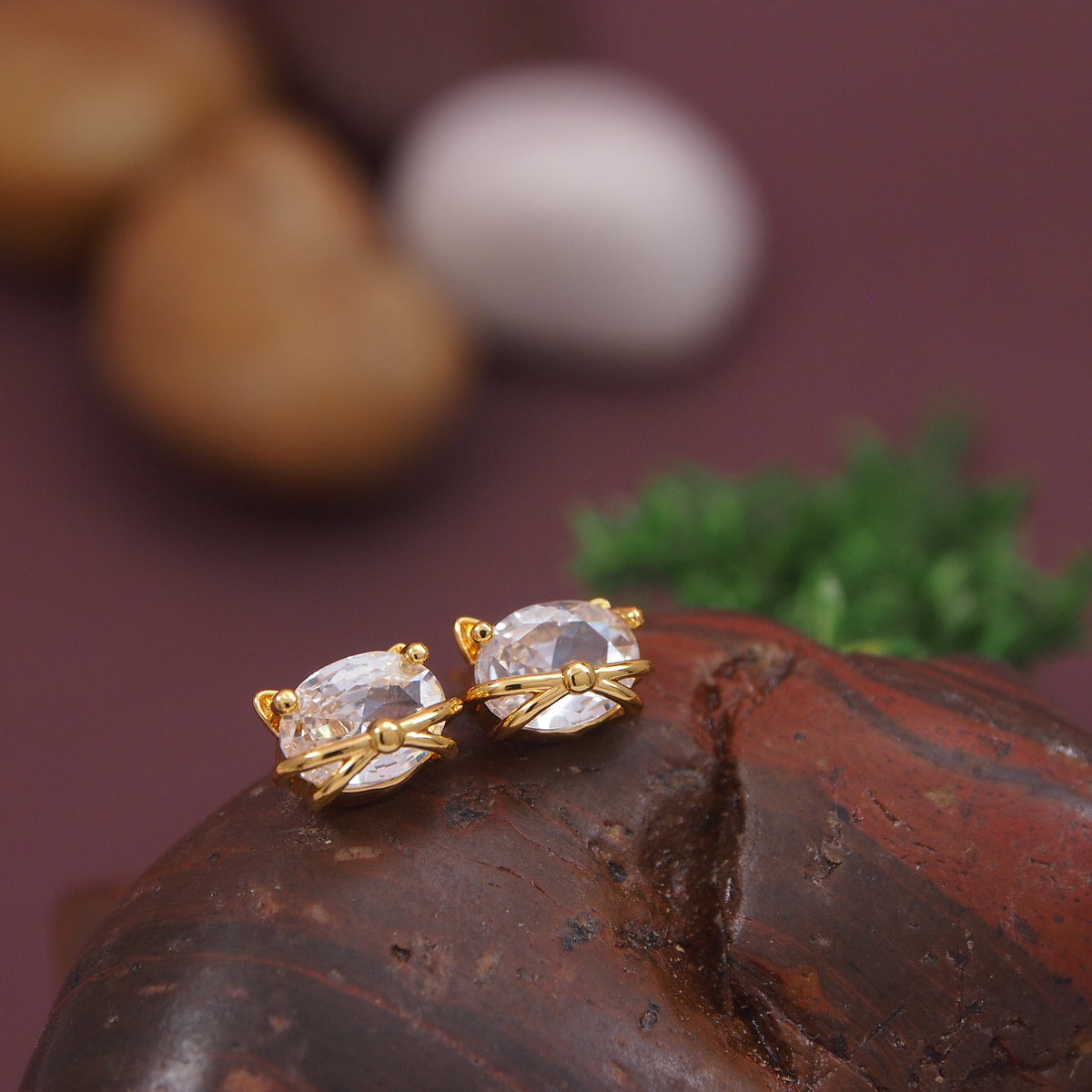 Korean Gold/Silver/ Plated CZ Stud Earring