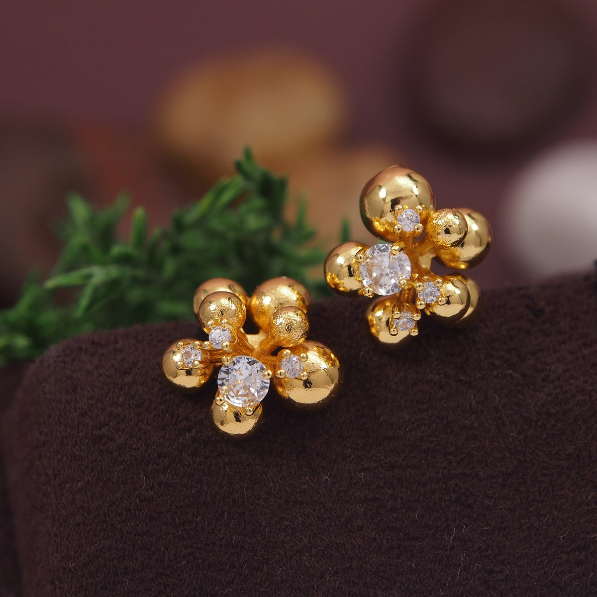 Korean Gold/Silver/ Plated CZ Stud Earring