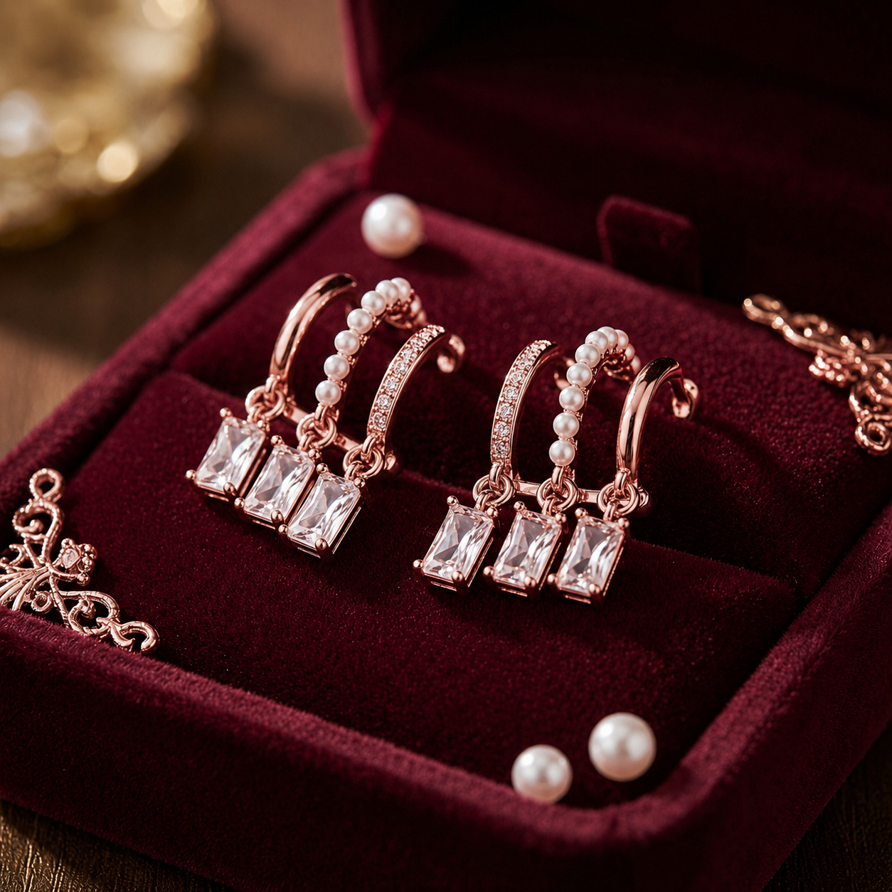Korean Gold/Rosegold /silver Plated Cross Barbell Stud Earring