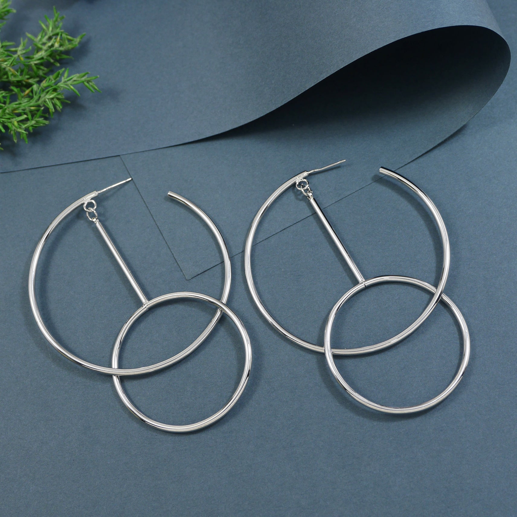 Korean Gold/Silver Plated Inlaid Hoops Earring