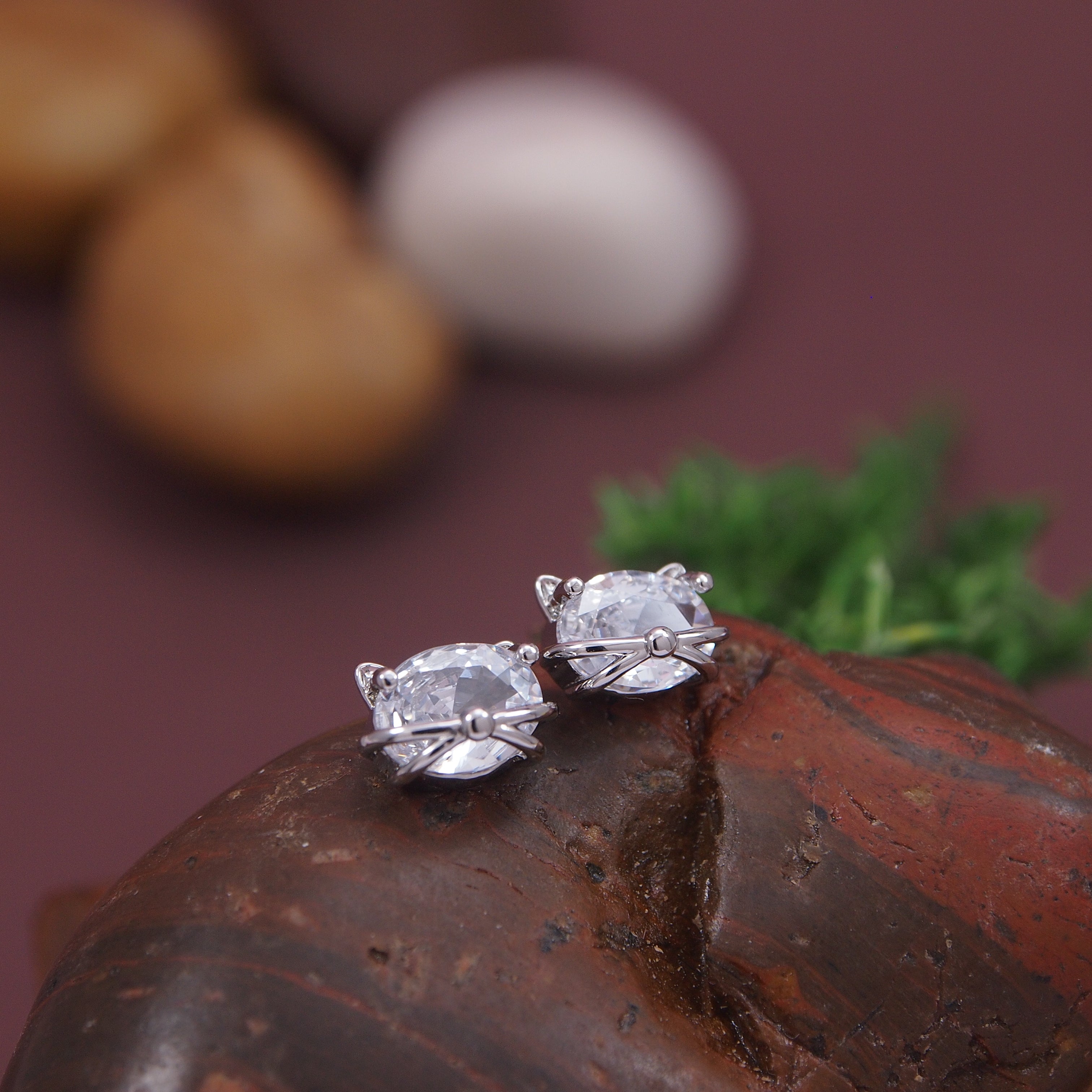 Korean Gold/Silver/ Plated CZ Stud Earring