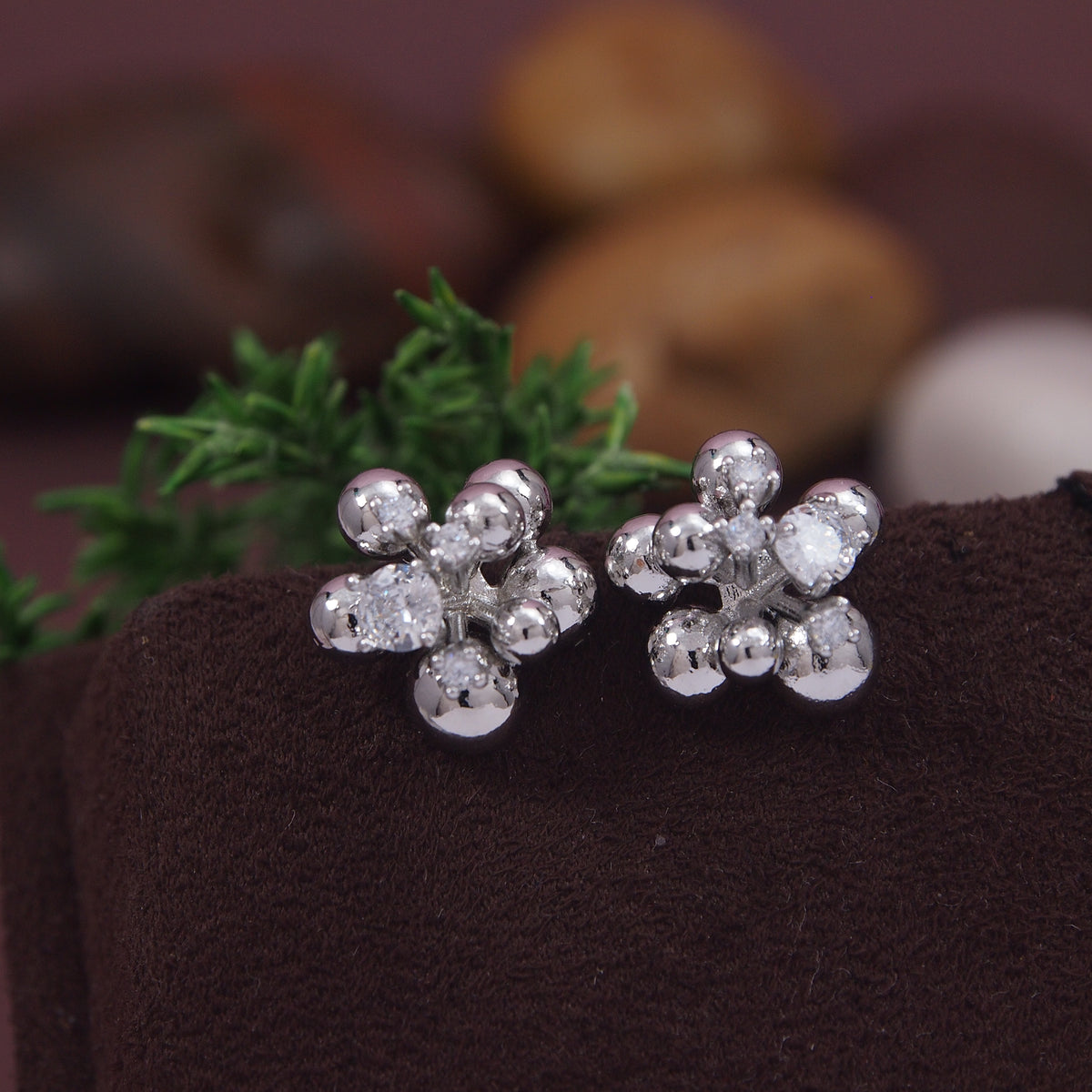 Korean Gold/Silver/ Plated CZ Stud Earring