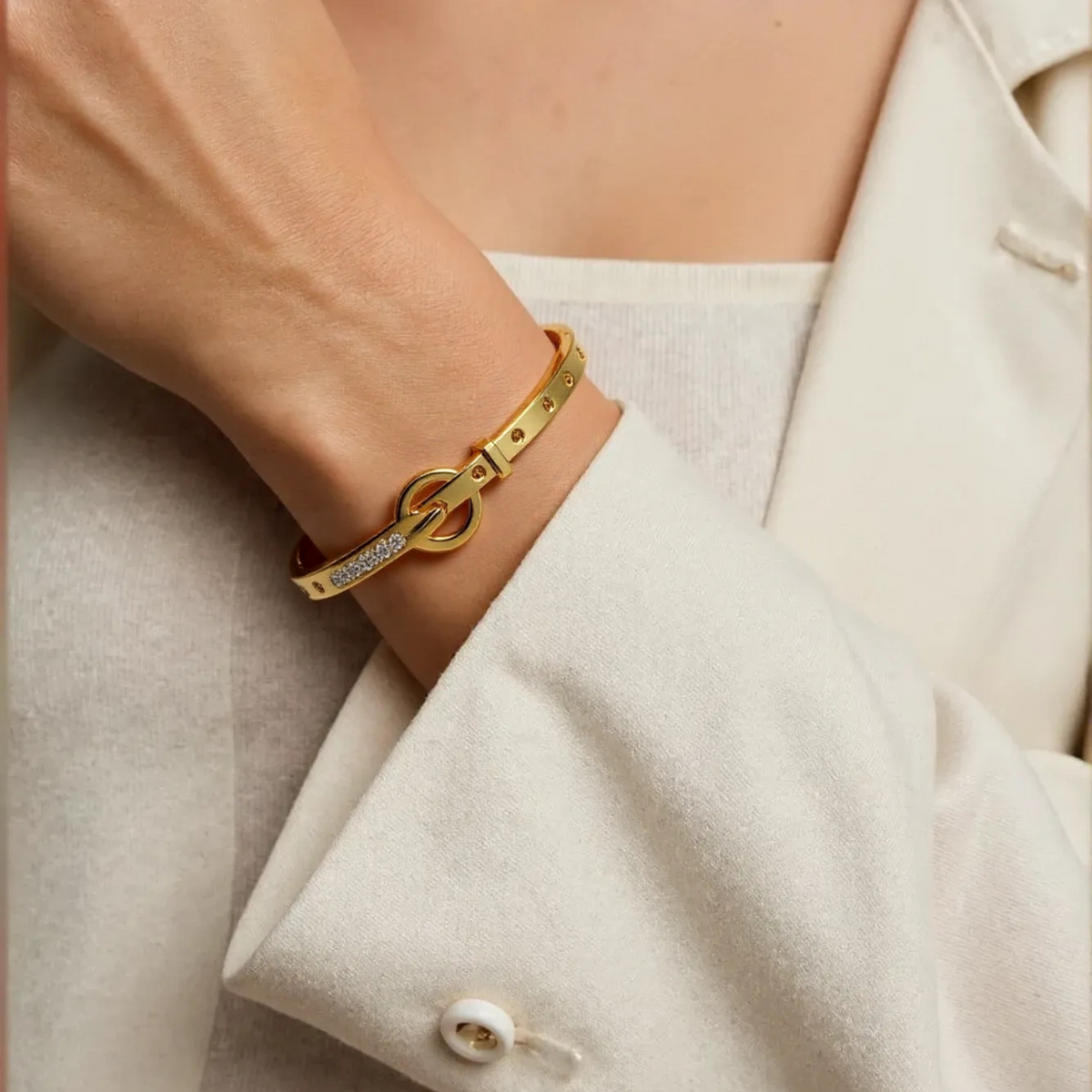 Stainless Steel Gold Plated Belt Shaped Kada