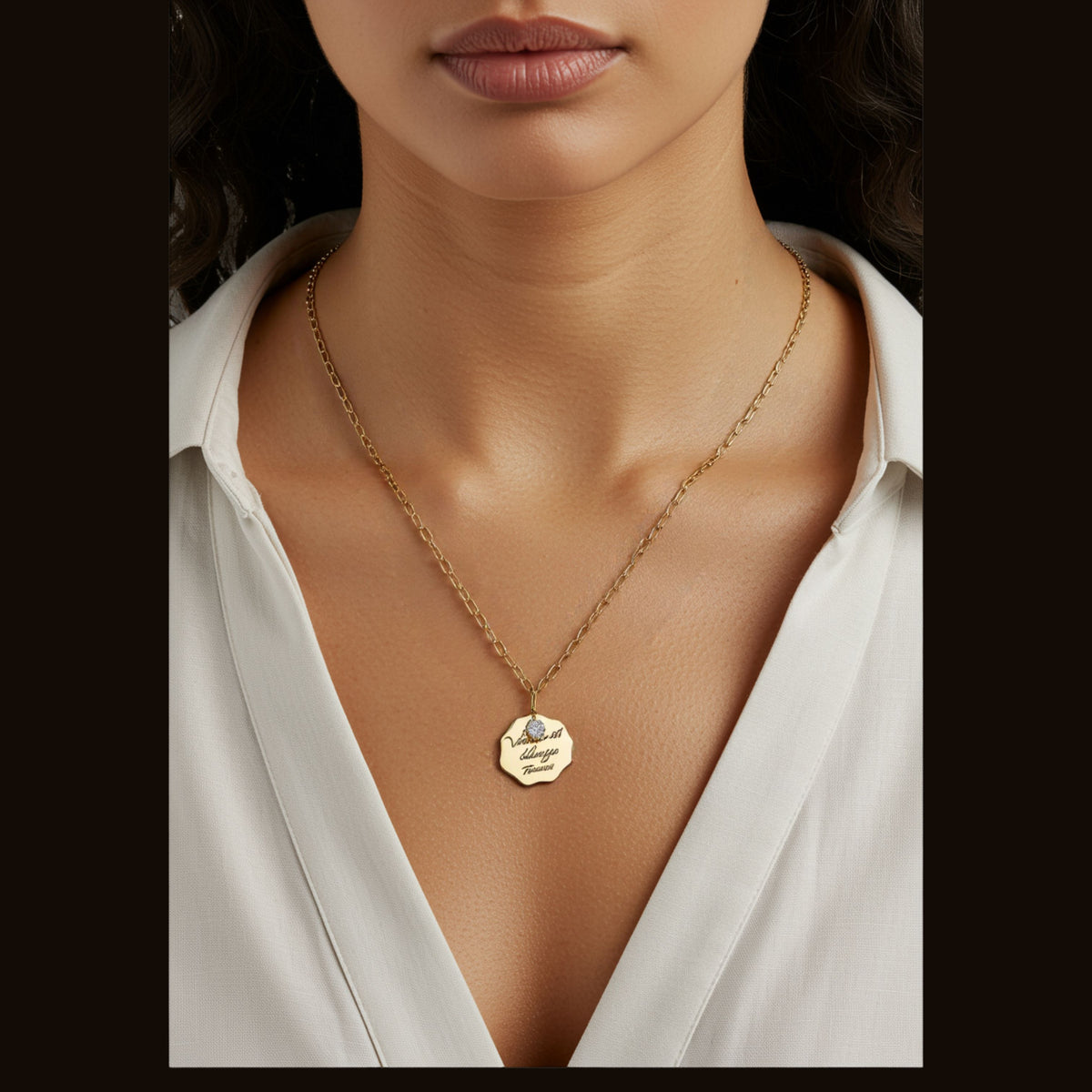 Chain Link Coin Pendent Long Chain Necklace