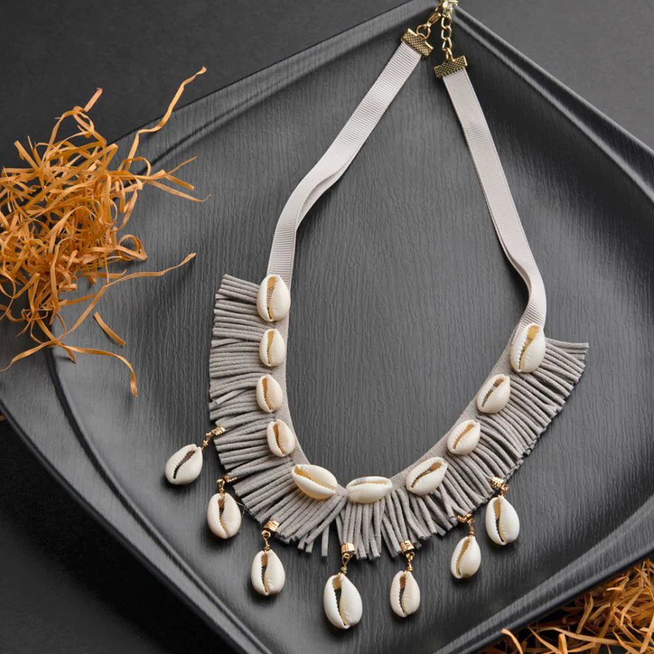 Cowrie Shell Handcrafted Western Choker Necklace - Main Image