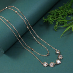 Gold/Rosegold Plated Multi Layered Cubic Zicron Floral Design Necklace- NK 4271