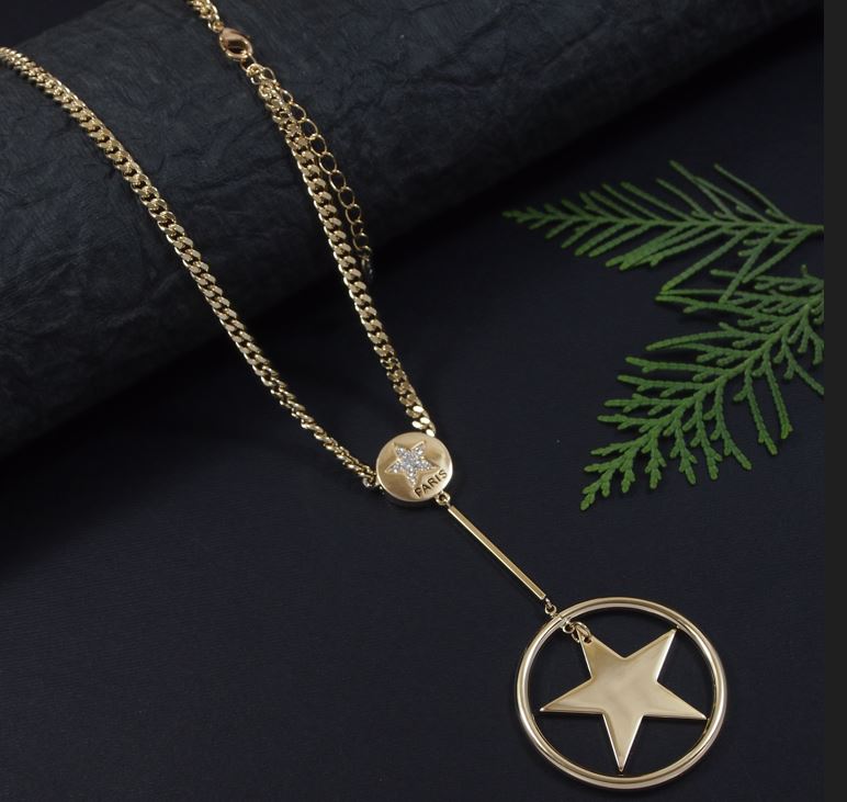 Paris Star Pendent Long Chain Necklace - NK 5138