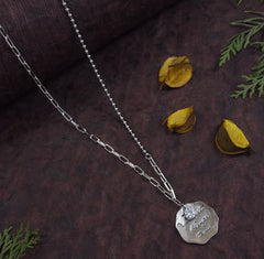 Chain Link Coin Pendent Long Chain Necklace - NK 5144