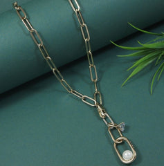 Chain Link Pearl Pendent Long Chain Necklace- NK 5148 – tarohijewels