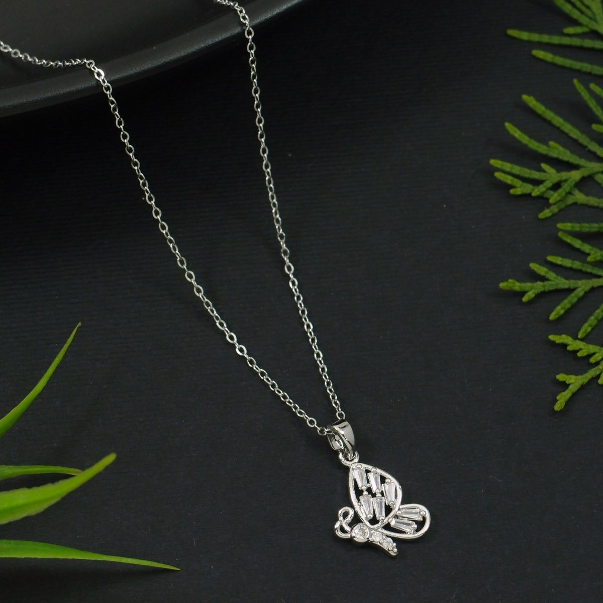 Western Butterfly Designed CZ Necklace