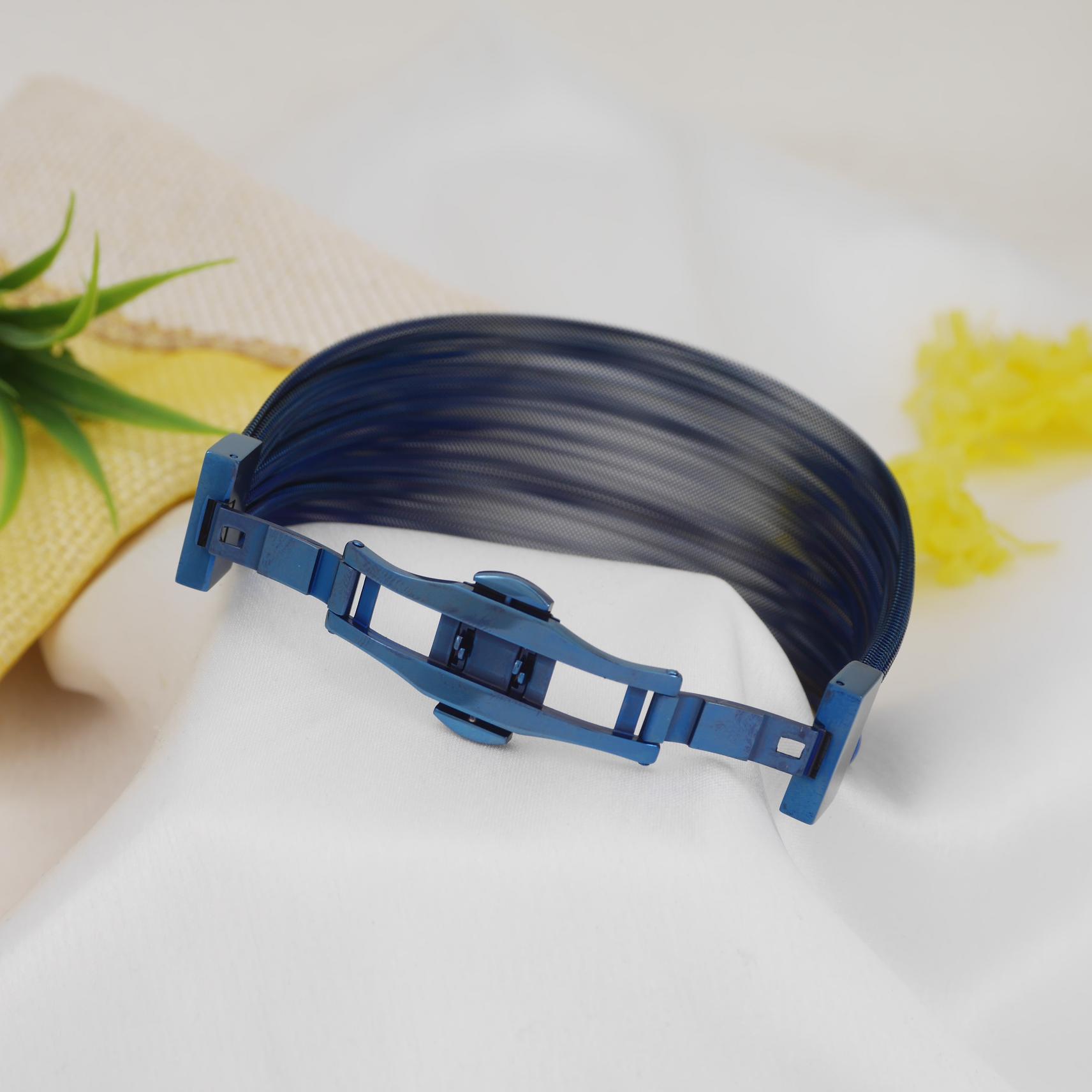 Stainless Steel Blue Colour Mesh Bracelet