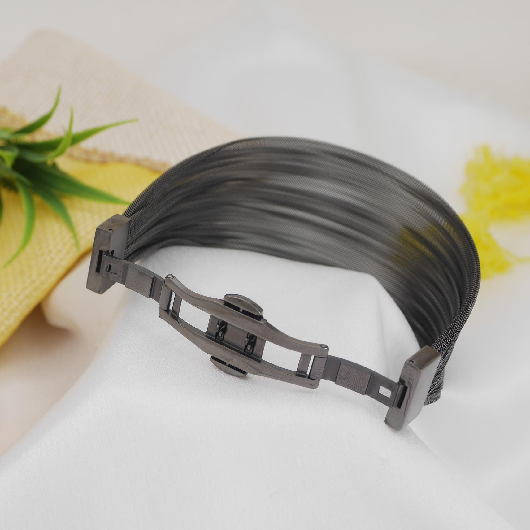 Stainless Steel Dark Grey Colour Mesh Bracelet