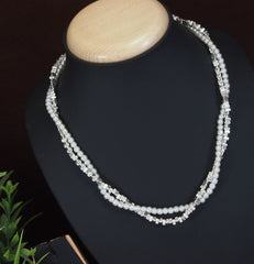 Two Layer Silver Metal Pearl Necklace - PERNK 5171