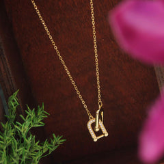 Stainless Steel Interlocked Pendent Chain Necklace - STNK 4982