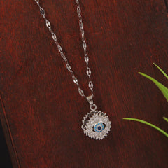 Stainless Steel Gold and Silver Evil Eye Pendent Chain Necklace - STNK 4986