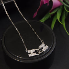 Stainless Steel H Letter Interlocked Pendent Chain Necklace - STNK 4988