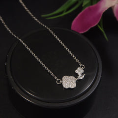 Stainless Steel Silver Clover Pendent Chain Necklace - STNK 4993