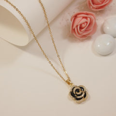 Stainless Steel Rose Pendent Chain Necklace - STNK 4998