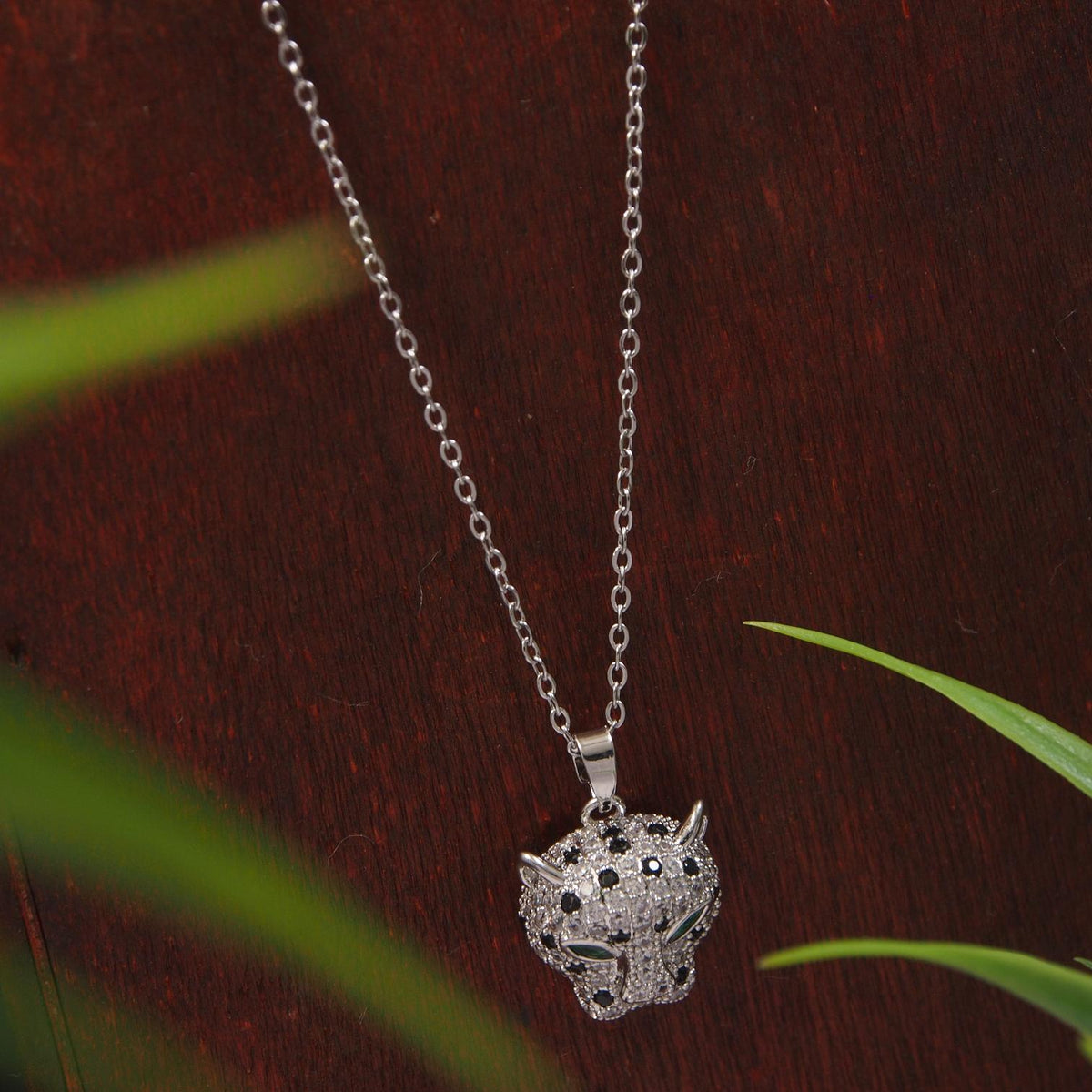 Stainless Steel Leopard Head Pendent Chain Necklace - STNK 4999