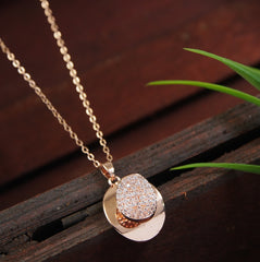 Stainless Steel Rosegold Plated Oval Shaped Spinning Pendent Necklace- SSNK 4307