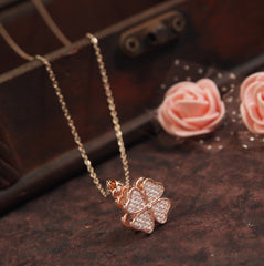 Stainless Steel Gold/Rosegold Plated Floral Spinning Pendent Necklace- SSNK 4322