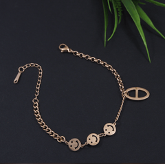 Stainless Steel Gold/Silver/Rosegold Plated Smiley Charm Bracelet- STBR 4000