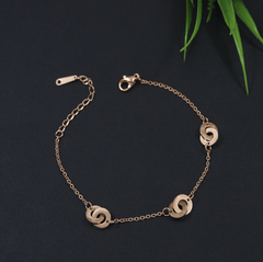 Stainless Steel Rosegold/Gold Plated Dual Ring Bracelet- STBR 4005
