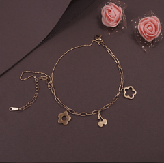 Stainless Steel Gold/Rosegold Plated Cherry Floral Bracelet- STBR 4012