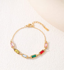 Stainless Steel Colourful Baguette Bracelet- STBR 5093