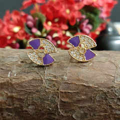 Gold Plated CZ With Enamel Designer Stud Earring-STER 2097