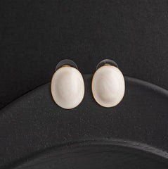 Gold Plated Oval Shaped Colorful Stud Earring-STER 2229