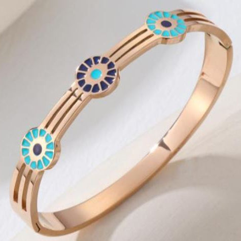 Stainless Steel Gold/Rosegold Plated Evil Eye Kada