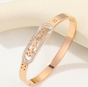 Stainless Steel Gold/Rosegold Plated Clover Kada