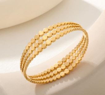 Stainless Steel Gold Plated Triple Layer Kada