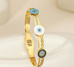 Stainless Steel Gold/Rosegold Plated Sun Eye Kada- STKD 4916