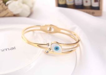 Stainless Steel Gold Plated Evil Eye Kada