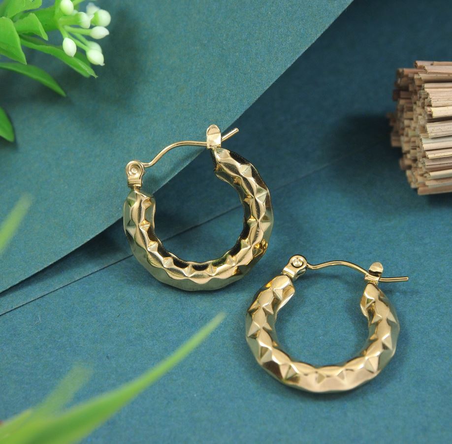 Stainless Steel Anti Tarnish Gold Plated Hoops Earring- STNER 5320