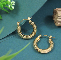 Stainless Steel Anti Tarnish Gold Plated Hoops Earring- STNER 5320