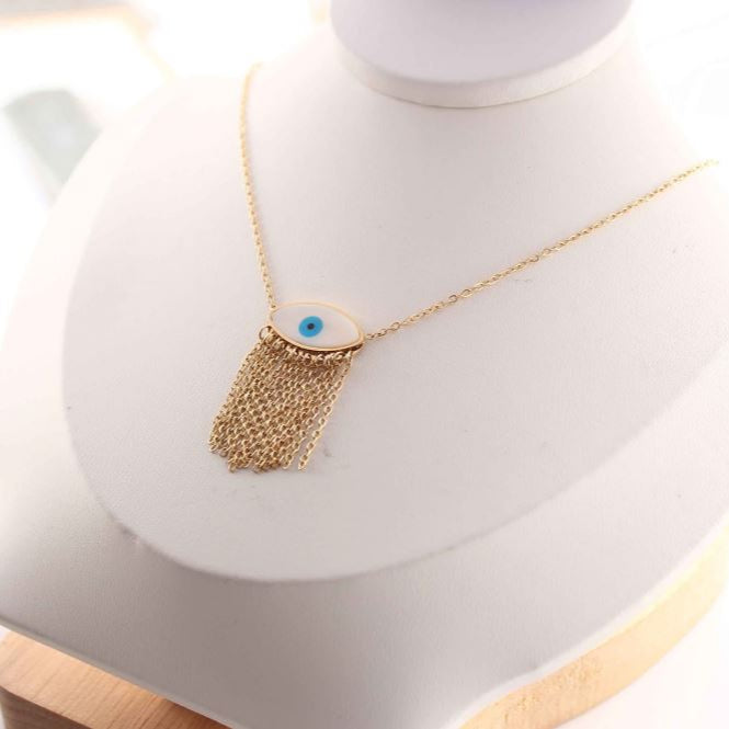 Stainless Steel Evil Eye Hanging Chain Pendent Necklace
