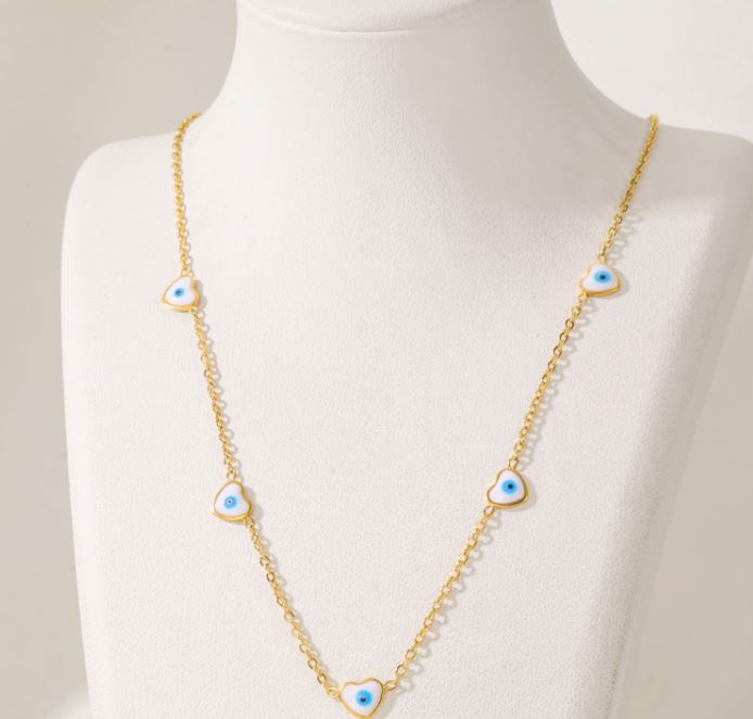 Stainless Steel Evil Eye Link Necklace - STNK 5032