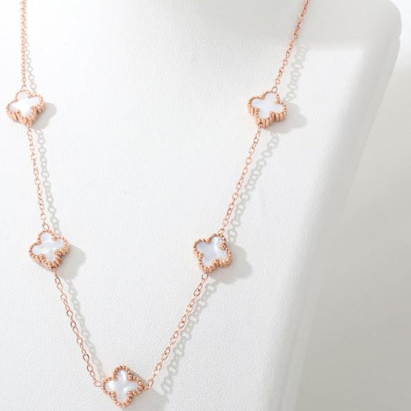Stainless Steel Colourful Clover Link Necklace