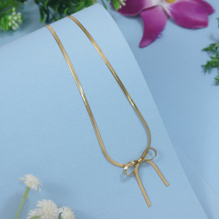 Stainless steel Bow Knot Pendent Necklace