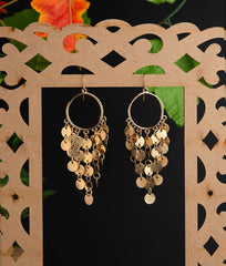Silver / Gold Plated Round Shaped With Hanging Charms Linked Western Drop Earring-WER 1482