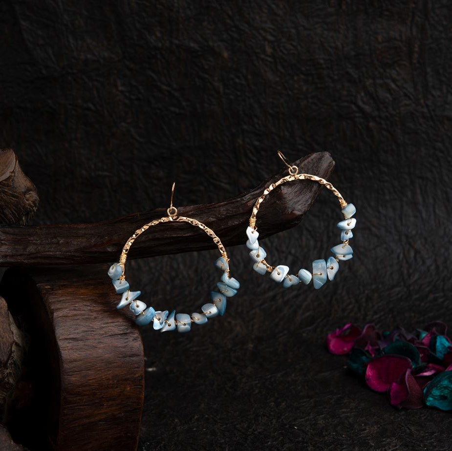 Gold Plated Circle Shaped With Beads Designed Western Fashion Earring