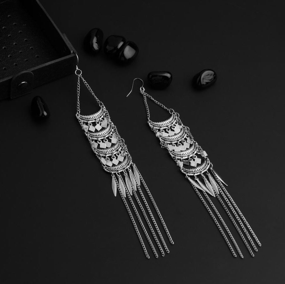 Gold / Silver Plated Chandbali Style With Hanging Charms Fashion Western Earring