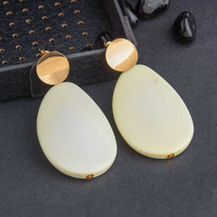 Gold Plated Oval Shaped Acrylic Western Fashion Earring- IWER 1582